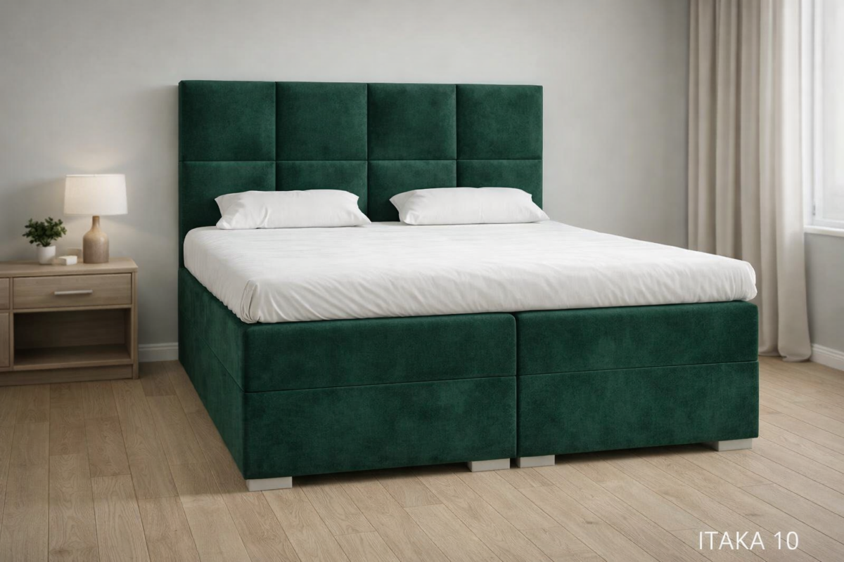 Łóżko kontynentalne tapicerowane Nero Materiał- Itaka