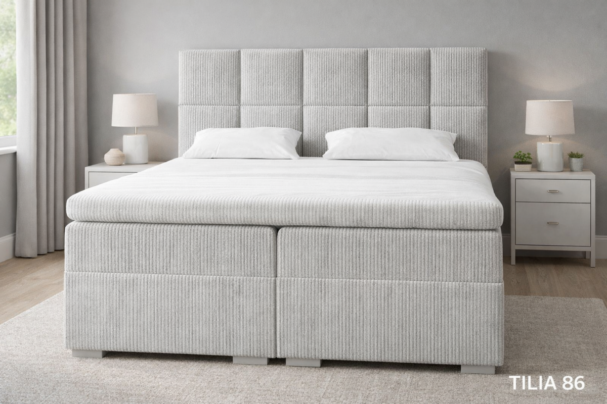 Łóżko kontynentalne tapicerowane Nero Materiał- Tilia