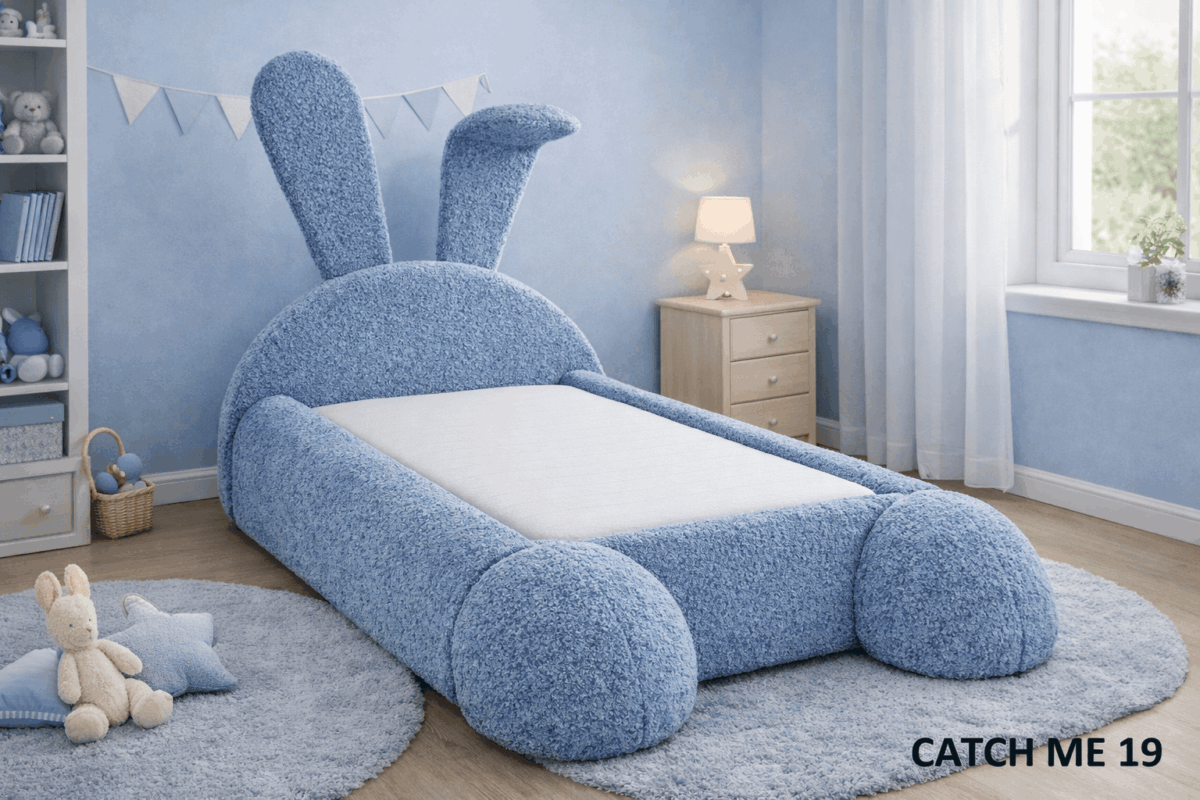 Łóżko dziecięce tapicerowane Króliczek Materiał- Catch ME